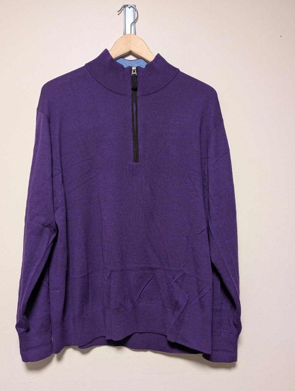 Orvis Merino Wool Quarter Zip Sweater Purple L